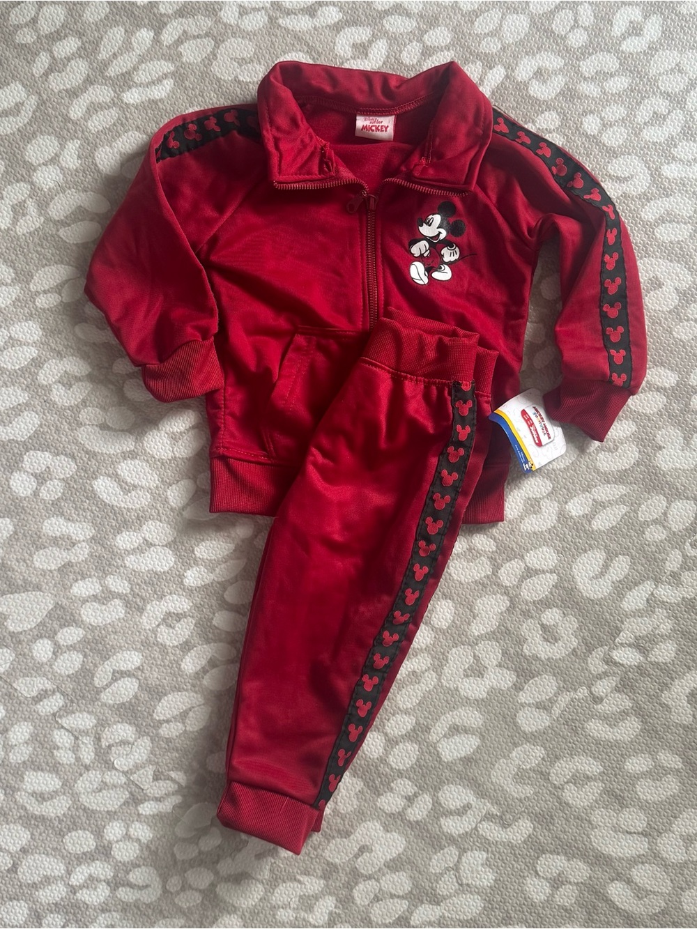 Mickey Mouse Red Kids Track Set - 2-Piece Zip Jacket + Pants